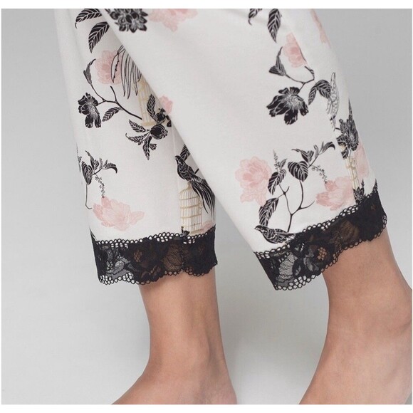 Soma Women’s Pajama Pants L Floral Birdcage Print Lace Trim Lounge Sleepwear - Picture 11 of 11